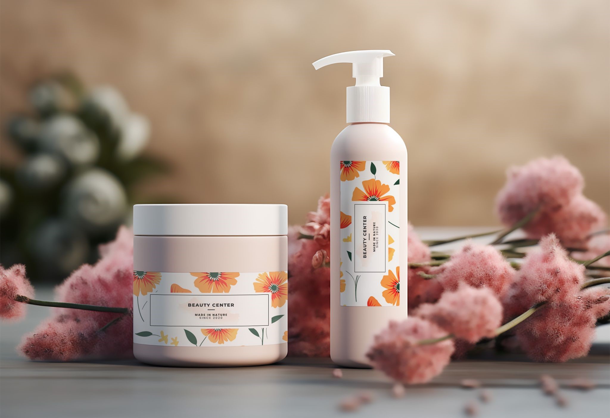 Custom printed cosmetic labels on skincare jar