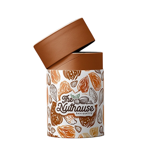 Branded box with full color printing, aqueous coating and handle at top for easy handling